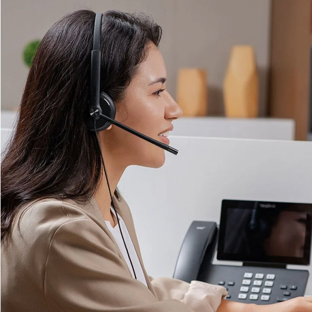 Yealink UH34-LITE dual earpiece USB headset with foam ear cushions