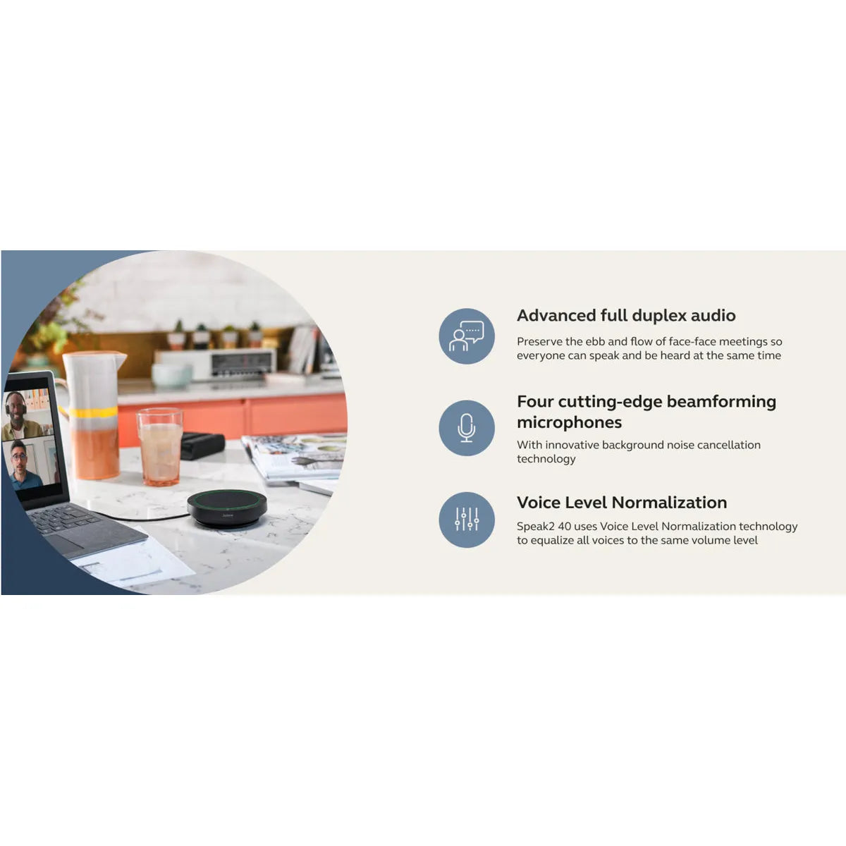 Jabra Speak2 40 Portable Speakerphone - 4 Noise-Cancelling Mics