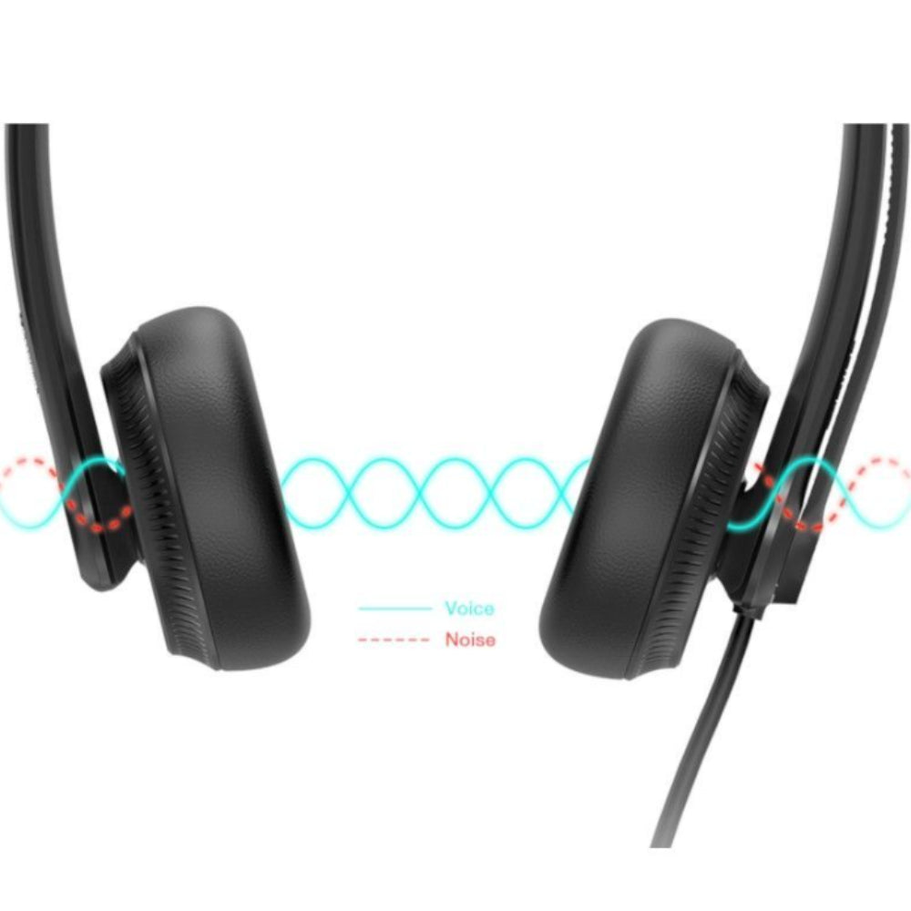 Yealink UH34-LITE dual earpiece USB headset with foam ear cushions