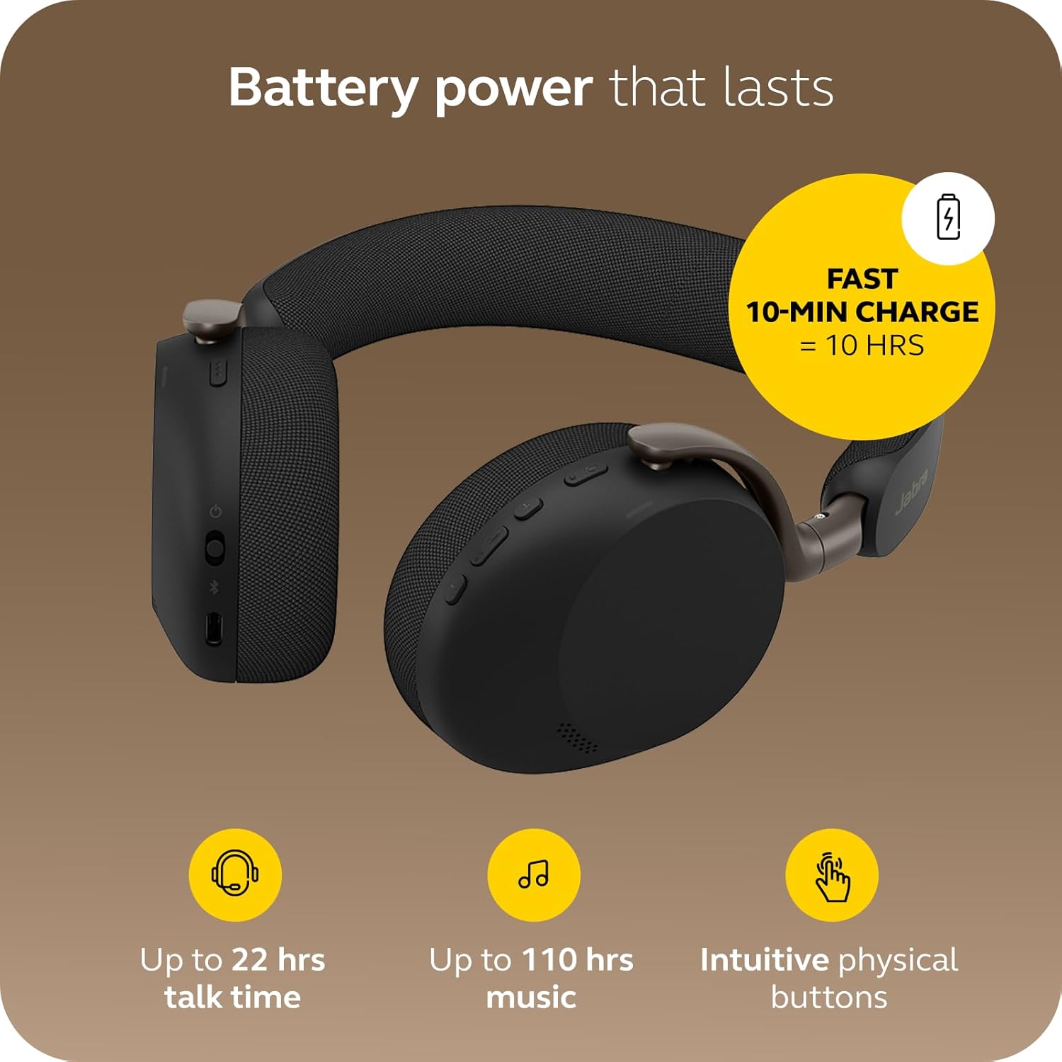 Jabra Evolve3 75 Wireless Bluetooth On-Ear Headset with ANC & Mic