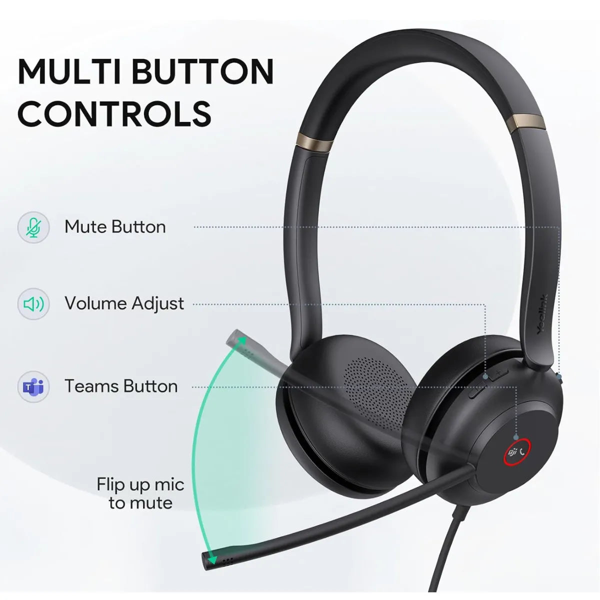 Yealink UH37 USB Wired Mono Headset with Noise Cancelling Microphone