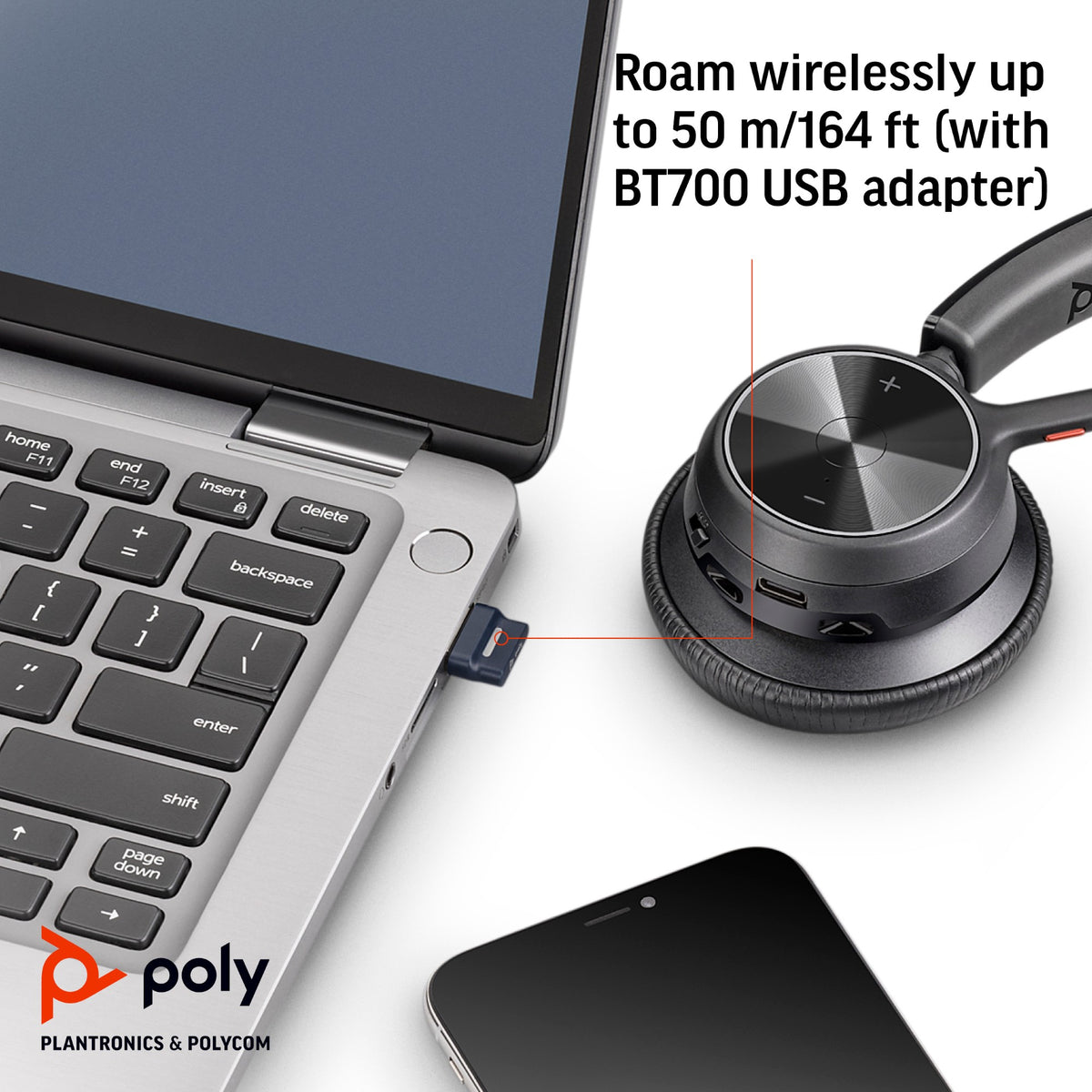 Poly Voyager 4310 UC mono Bluetooth headset with BT700 USB-A dongle (76U48AA) - additional view