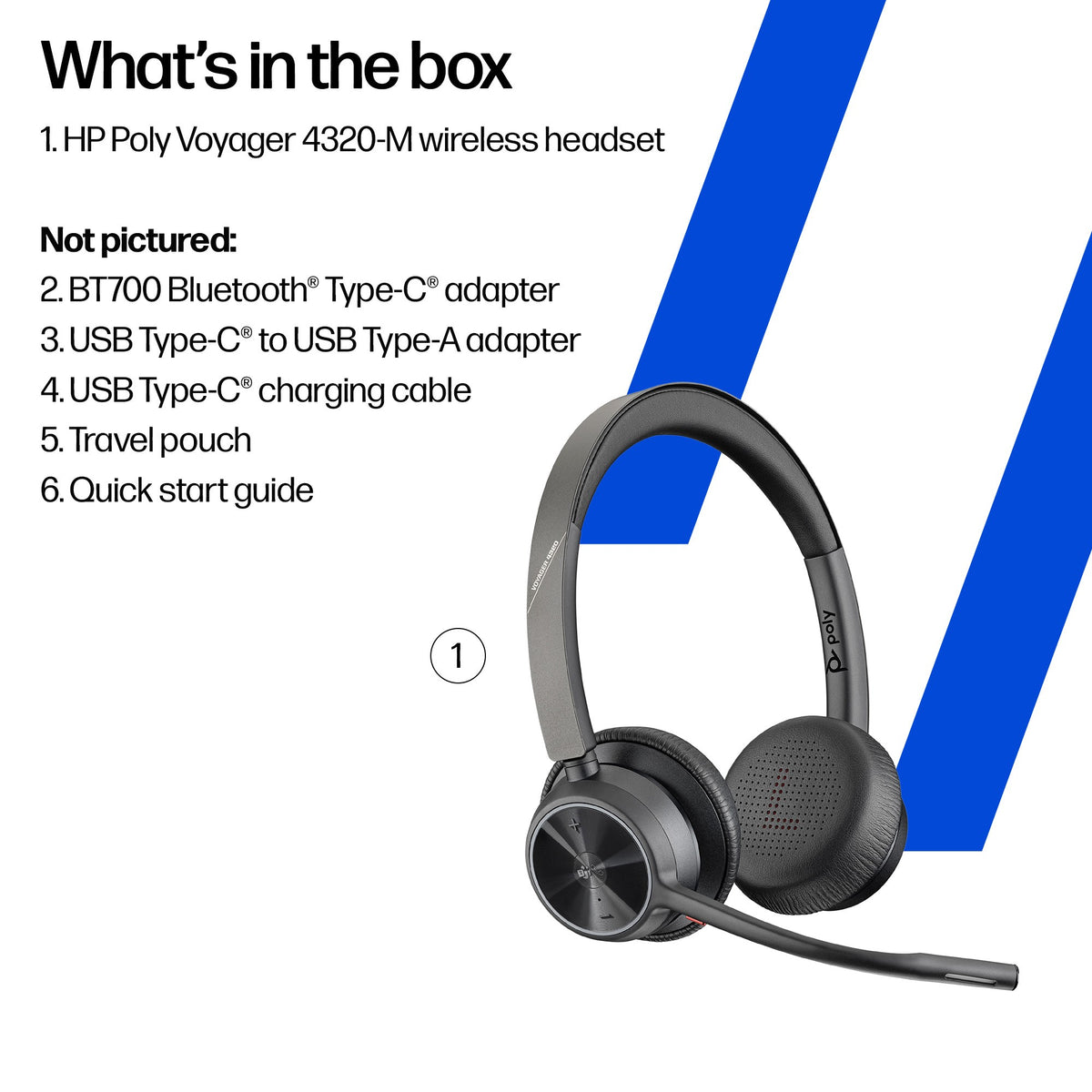 Poly Voyager 4320 Microsoft Teams stereo Bluetooth headset with BT700 USB-A dongle (77Y98AA) - alternate view