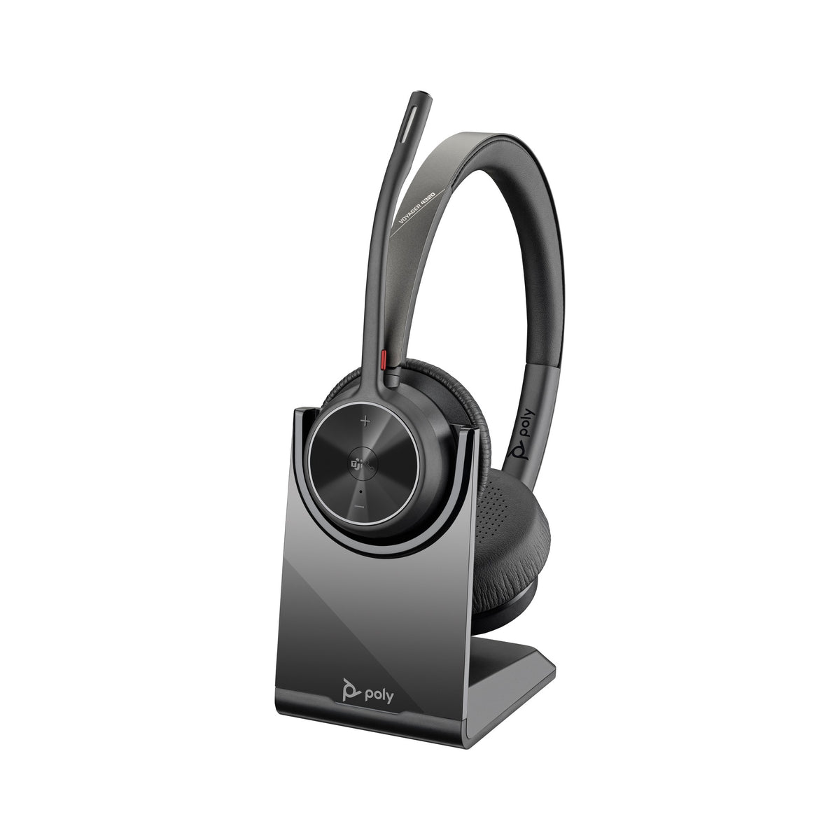 Poly Voyager 4320 Microsoft Teams stereo Bluetooth headset with BT700 USB-C dongle and charging stand (77Z32AA) - detail view