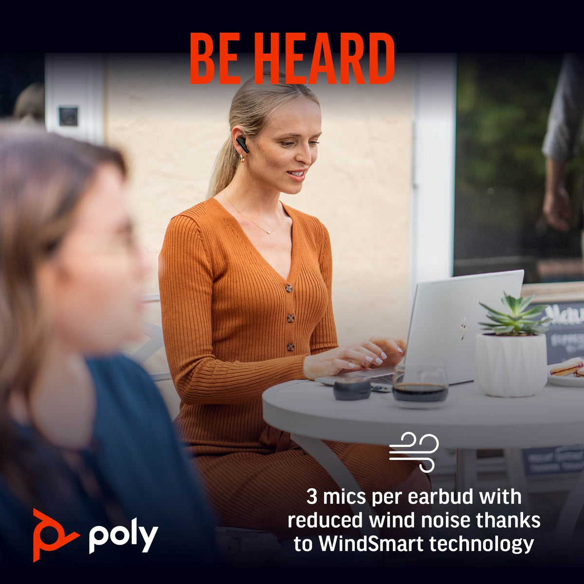 Poly Voyager Free 60 Microsoft Teams earbuds, Carbon Black, with BT700 USB-A adapter and basic charge case (7Y8L7AA) - alternate view