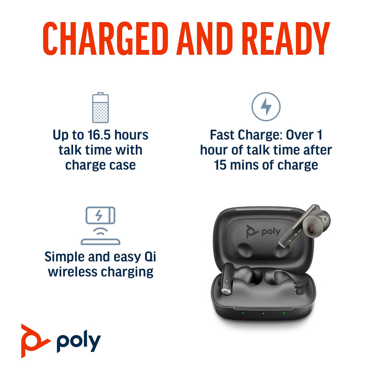 Poly Voyager Free 60 Microsoft Teams earbuds, Carbon Black, with BT700 USB-A adapter and basic charge case (7Y8L7AA) - additional view