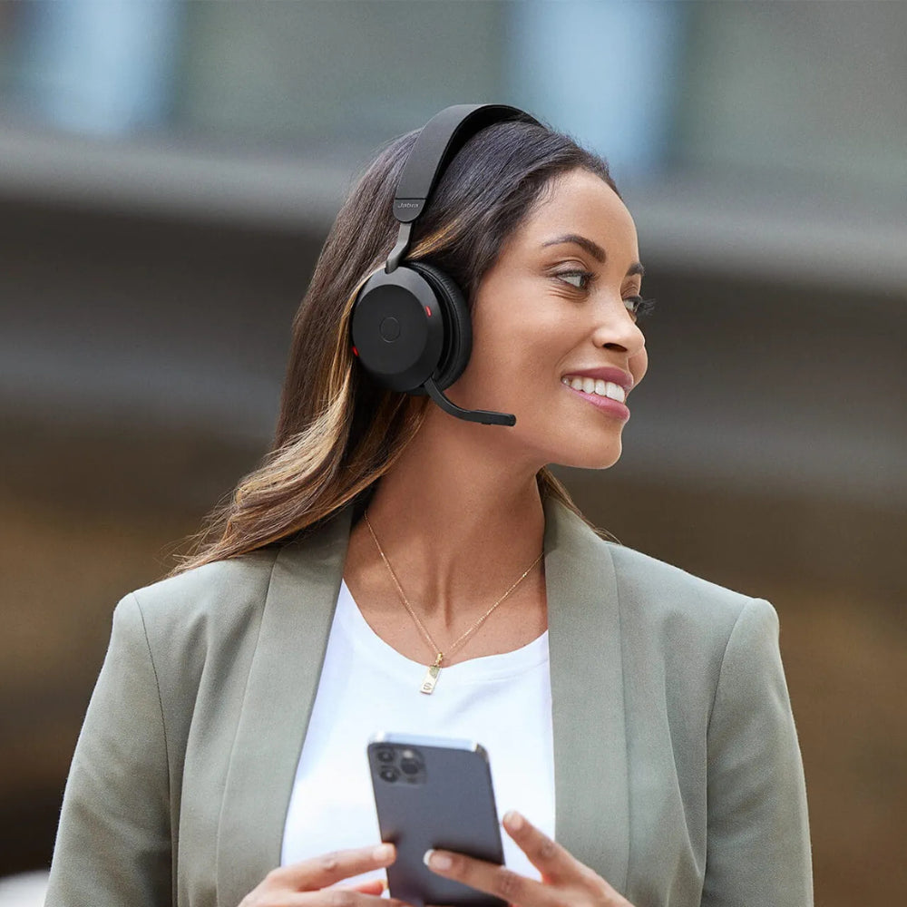 Jabra Evolve2 75 PC Wireless Headset with 8-Microphone Technology ANC