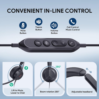 Yealink UH44 Dual Stereo Wired Headset USB-C & USB-A with Dual Mic