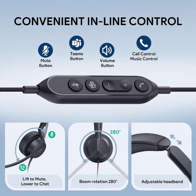 Yealink UH44 Dual Stereo Wired Headset USB-C & USB-A with Dual Mic