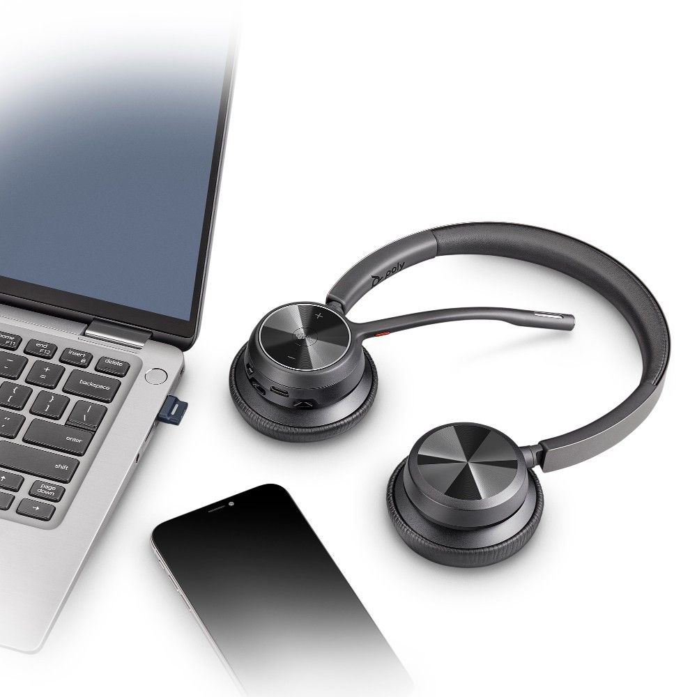 Poly Voyager 4320 UC - Stereo Bluetooth Headset with USB-A dongle and Stand