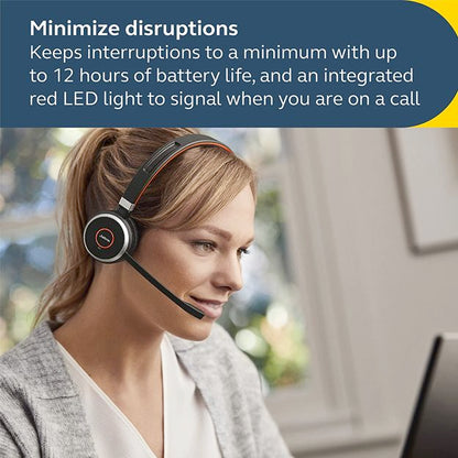 Jabra Evolve 65 SE Stereo Bluetooth Headset With Noise-Cancelling Mic