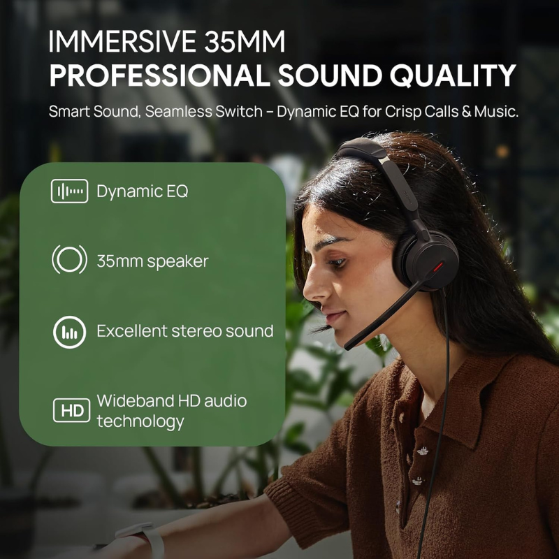 Yealink UH44 Mono Wired Headset USB-C & USB-A with Dual Mic Single Ear