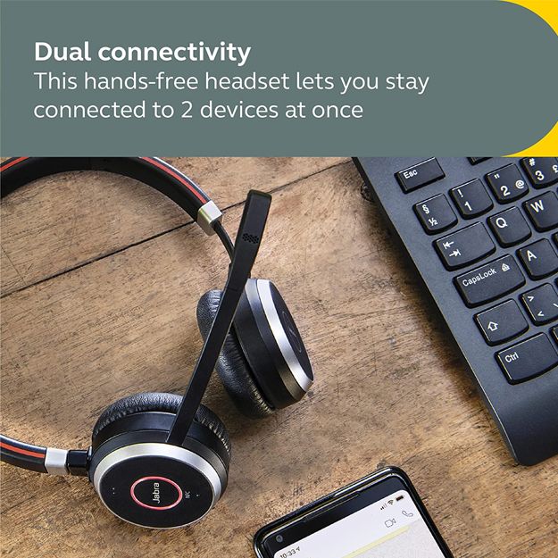 Jabra Evolve 65 SE Stereo Bluetooth Headset With Noise-Cancelling Mic
