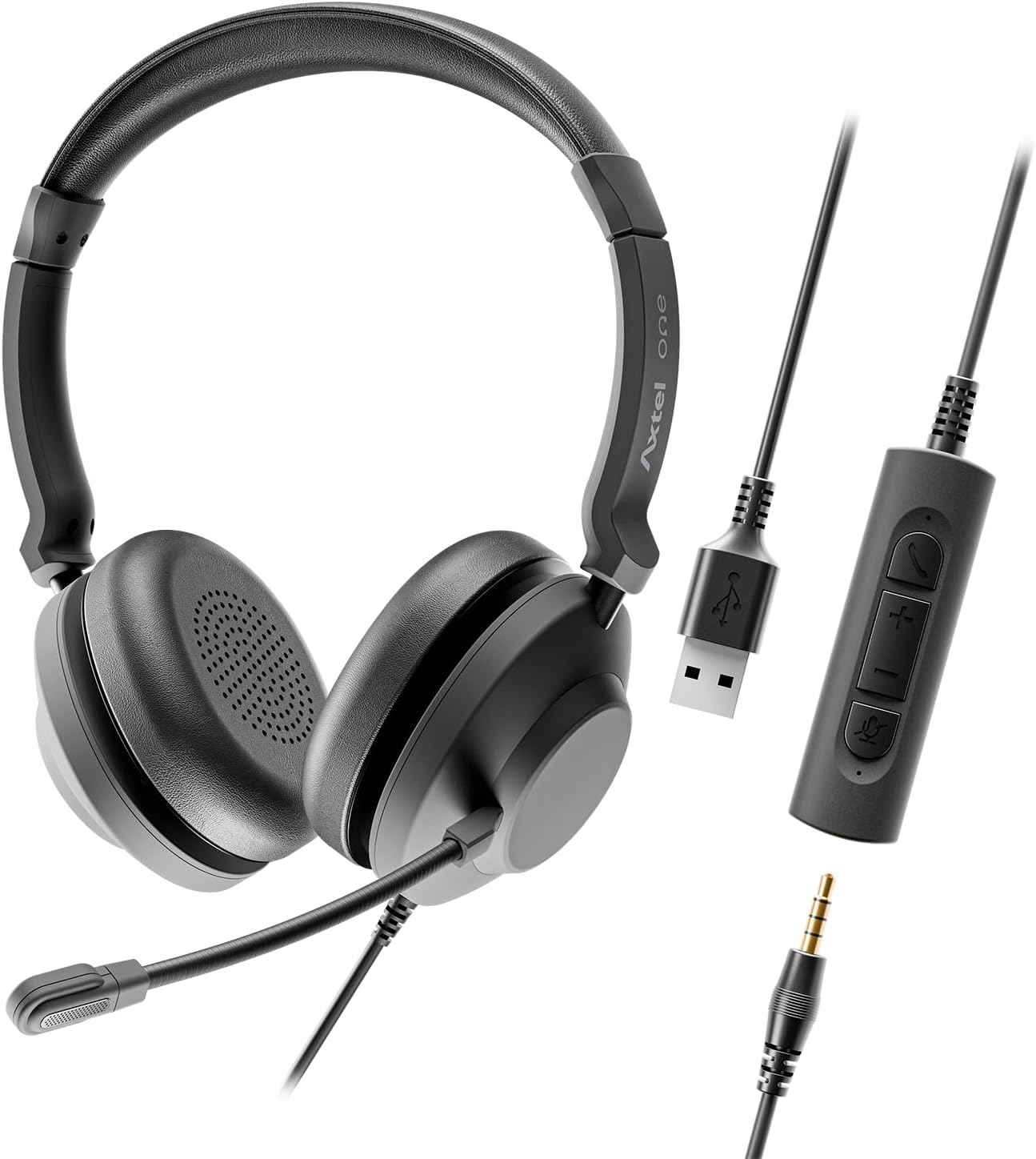 Axtel ONE UC 35 Stereo USB-A/3.5mm Headset w/ Dual Mic ENC, Busy Light