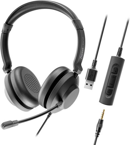 Axtel ONE UC 35 Stereo USB-A/3.5mm Headset w/ Dual Mic ENC, Busy Light