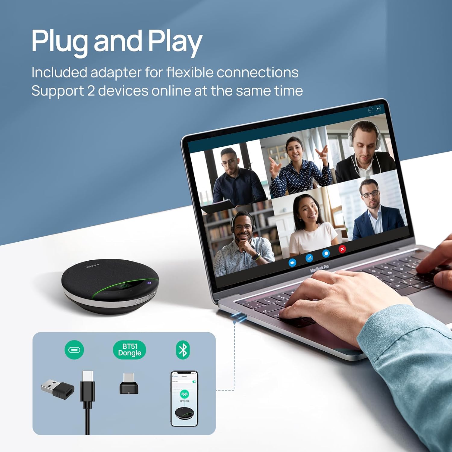 Yealink SP96 USB-C/A Wireless BT Speakerphone incl Dongle - Teams Certified