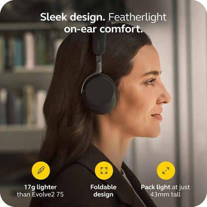 Jabra Evolve3 75 Wireless Bluetooth On-Ear Headset with ANC & Mic
