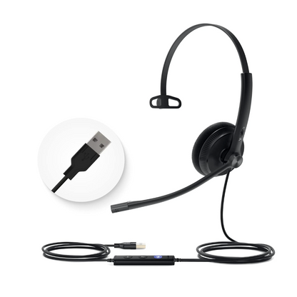 Yealink UH34 Mono USB-A On-Ear Headset – Ultra Lightweight, Noise-Cancelling, UC-Certified