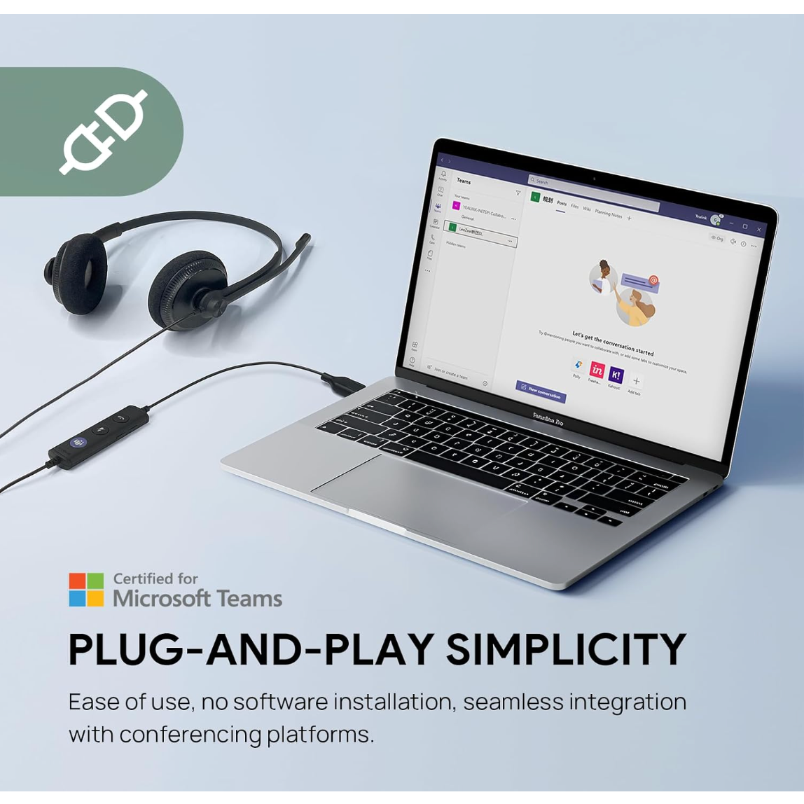 Yealink UH34 Mono USB-A On-Ear Headset – Ultra Lightweight, Noise-Cancelling, UC-Certified