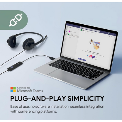 Yealink UH34 Mono USB-A On-Ear Headset – Ultra Lightweight, Noise-Cancelling, UC-Certified