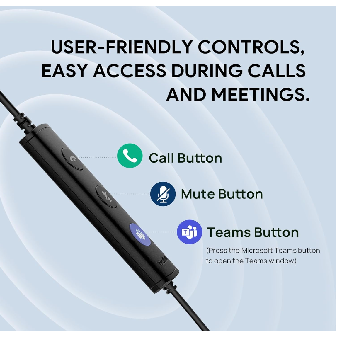 Yealink UH34 Mono USB-A On-Ear Headset – Ultra Lightweight, Noise-Cancelling, UC-Certified