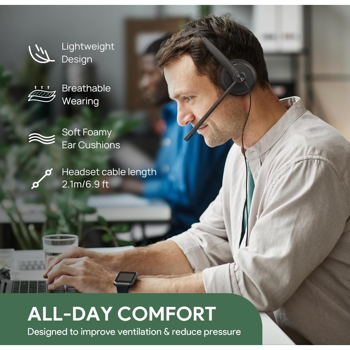 Yealink UH34 Mono USB-A On-Ear Headset – Ultra Lightweight, Noise-Cancelling, UC-Certified