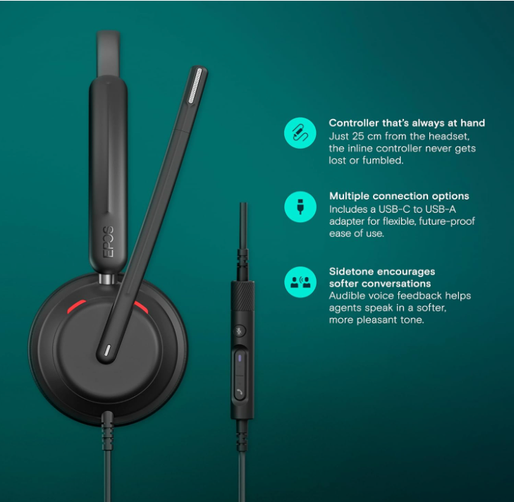EPOS IMPACT 760 Wired Stereo USB-C Headset with Smart Cord