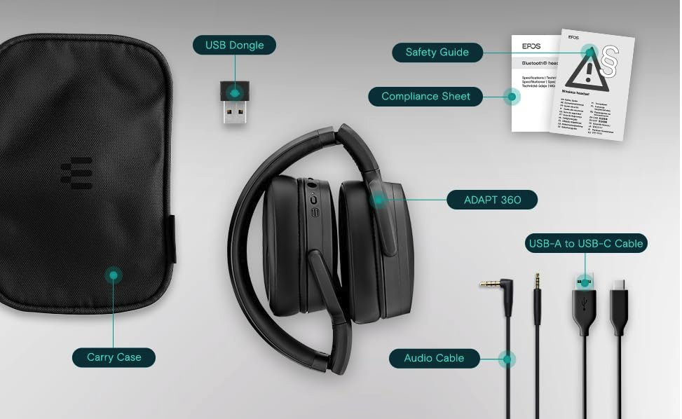 EPOS Adapt 360 Bluetooth ANC Foldable Headset, MS Teams Certified
