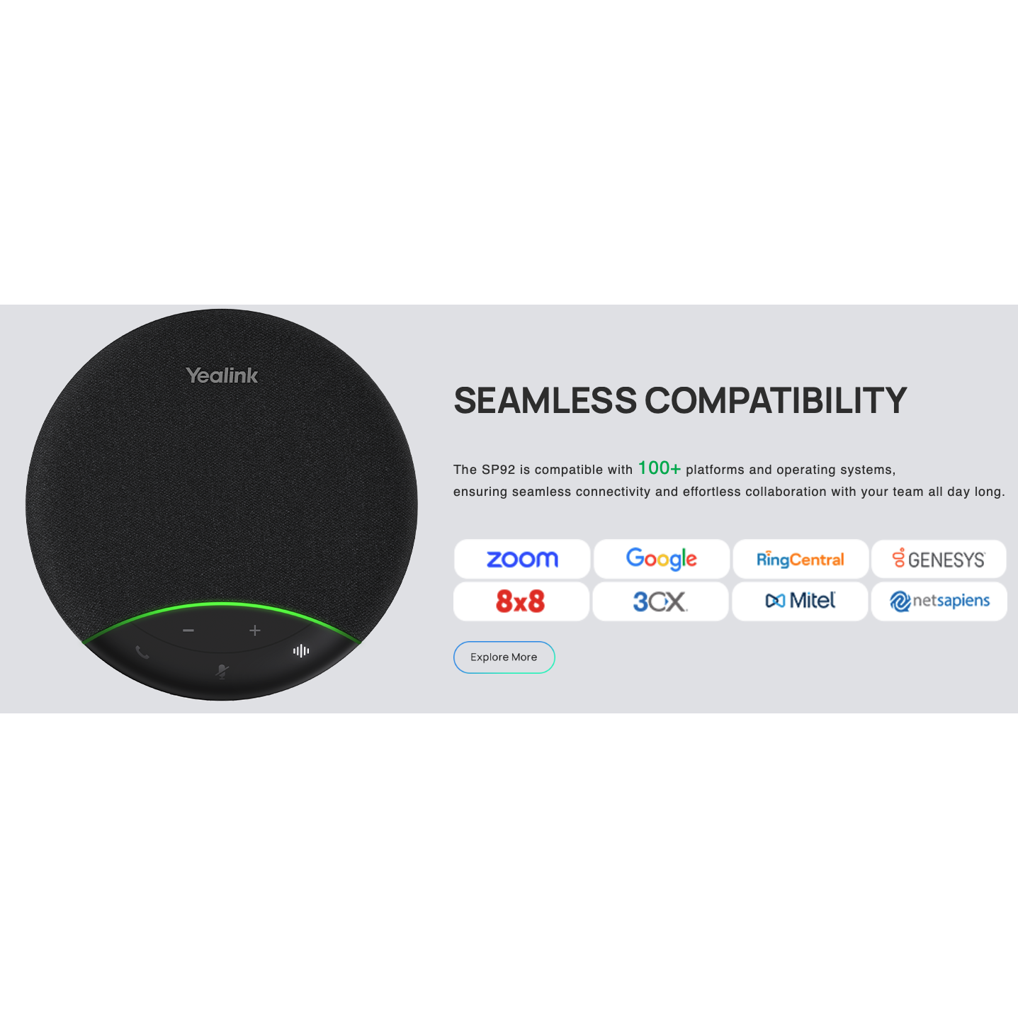 YEALINK - SP92 USB-C/A Wireless Bluetooth Speaker without BT Dongle - Teams