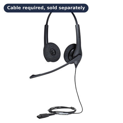 Jabra BIZ 1500 Duo Stereo Wired Headset, QD (1519-0154) with 'Cable required, sold separately' badge - main product image