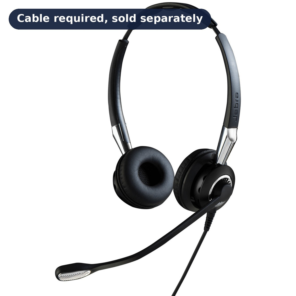 Jabra BIZ 2400 II Duo Stereo Wired Headset, QD (2409-820-204) with 'Cable required, sold separately' badge - main product image