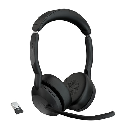 Jabra Evolve2 55 MS Stereo ANC wireless headset with Link 390a USB-A dongle (25599-999-999) - main product image