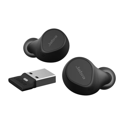 Jabra Evolve2 Buds MS wireless earbuds with Link 390a USB-A dongle (20797-999-999) - alternate angle