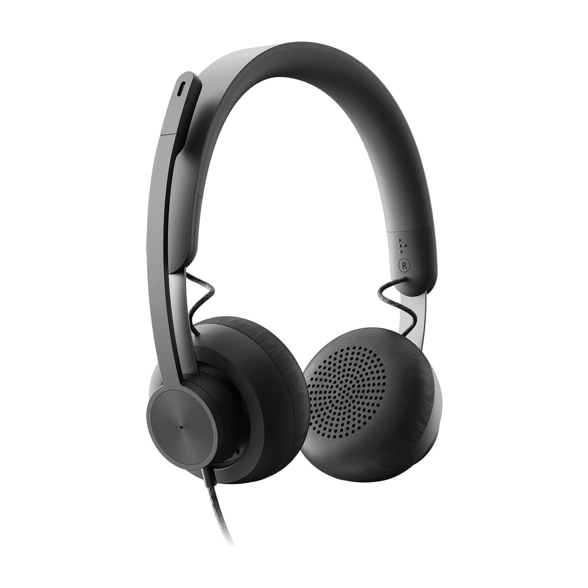 Logitech Zone Wired Microsoft Teams USB headset, Graphite, USB-C with USB-A adapter (981-000870) - alternate angle
