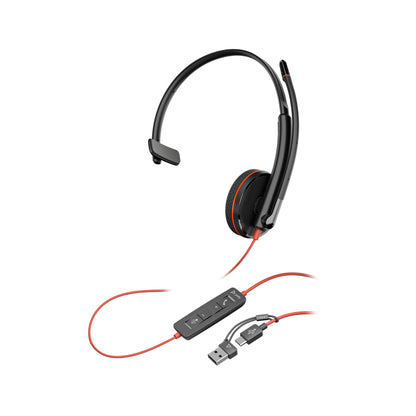 Poly Blackwire 3215 mono USB-C headset with 3.5 mm plug and USB-C/A adapter (8X227A6) - additional view