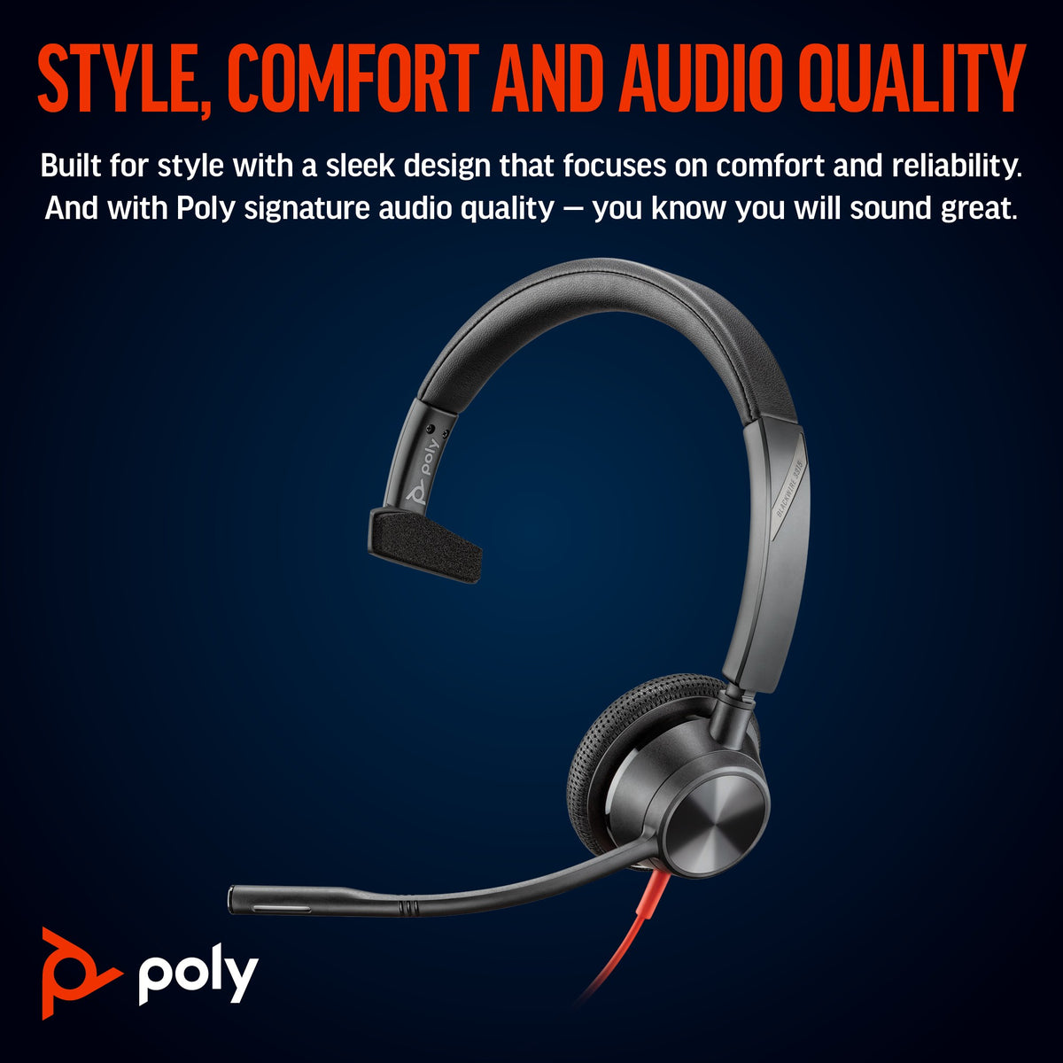 Poly Blackwire 3315 Microsoft Teams mono USB-C headset with 3.5 mm plug and USB-C/A adapter (8X218AA) - additional view