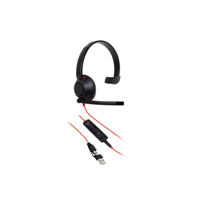 Poly Blackwire 5210 mono USB-C headset with 3.5 mm plug and USB-C/A adapter, bulk pack (8X230A6) - alternate angle