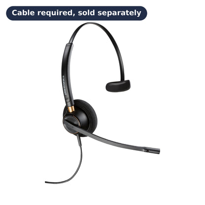 Poly EncorePro 510 Mono Wired Headset, QD (783Q2AA) with 'Cable required, sold separately' badge - main product image