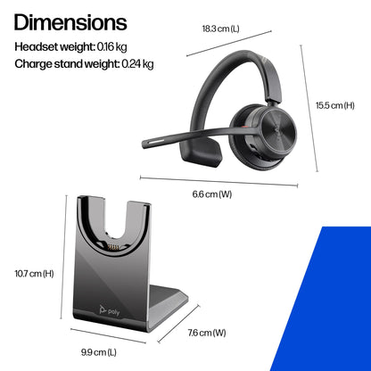Poly Voyager 4310 Microsoft Teams mono Bluetooth headset with BT700 USB-A dongle and charging stand (77Y93AA) - detail view