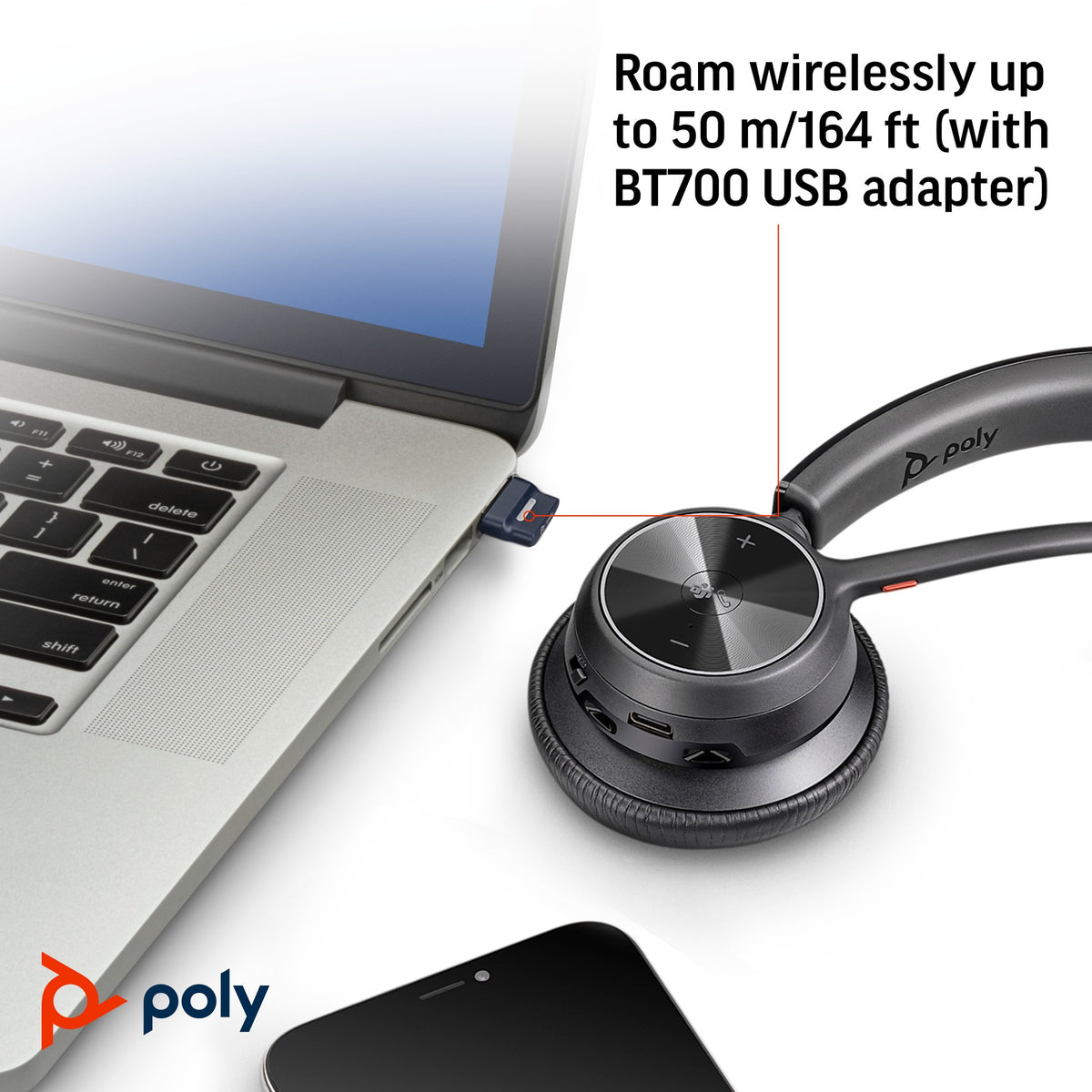 Poly Voyager 4310 Microsoft Teams mono Bluetooth headset with BT700 USB-C dongle (77Y95AA) - detail view