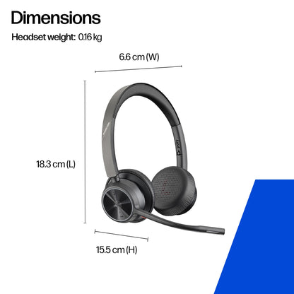 Poly Voyager 4320 Microsoft Teams stereo Bluetooth headset with BT700 USB-A dongle (77Y98AA) - detail view