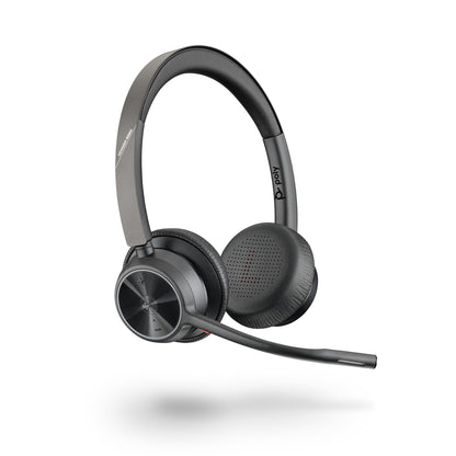 Poly Voyager 4320 Microsoft Teams stereo Bluetooth headset with BT700 USB-C dongle and charging stand (77Z32AA) - alternate angle