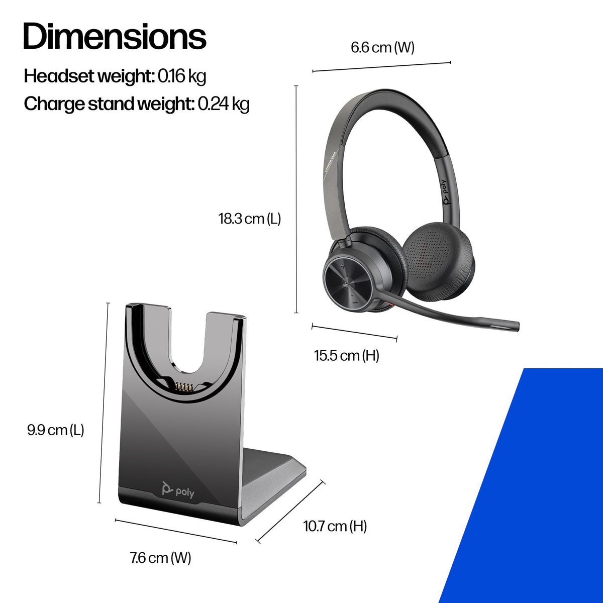 Poly Voyager 4320 Microsoft Teams stereo Bluetooth headset with BT700 USB-C dongle and charging stand (77Z32AA) - alternate view
