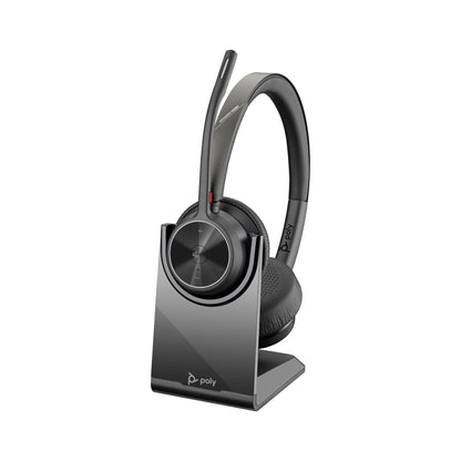 Poly Voyager 4320 Microsoft Teams stereo Bluetooth headset with BT700 USB-C dongle and charging stand (77Z32AA) - detail view