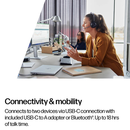 Poly Voyager Focus 2 Microsoft Teams stereo Bluetooth headset, USB-C with USB-C/A adapter and charging stand (9T9J6AA) - additional view