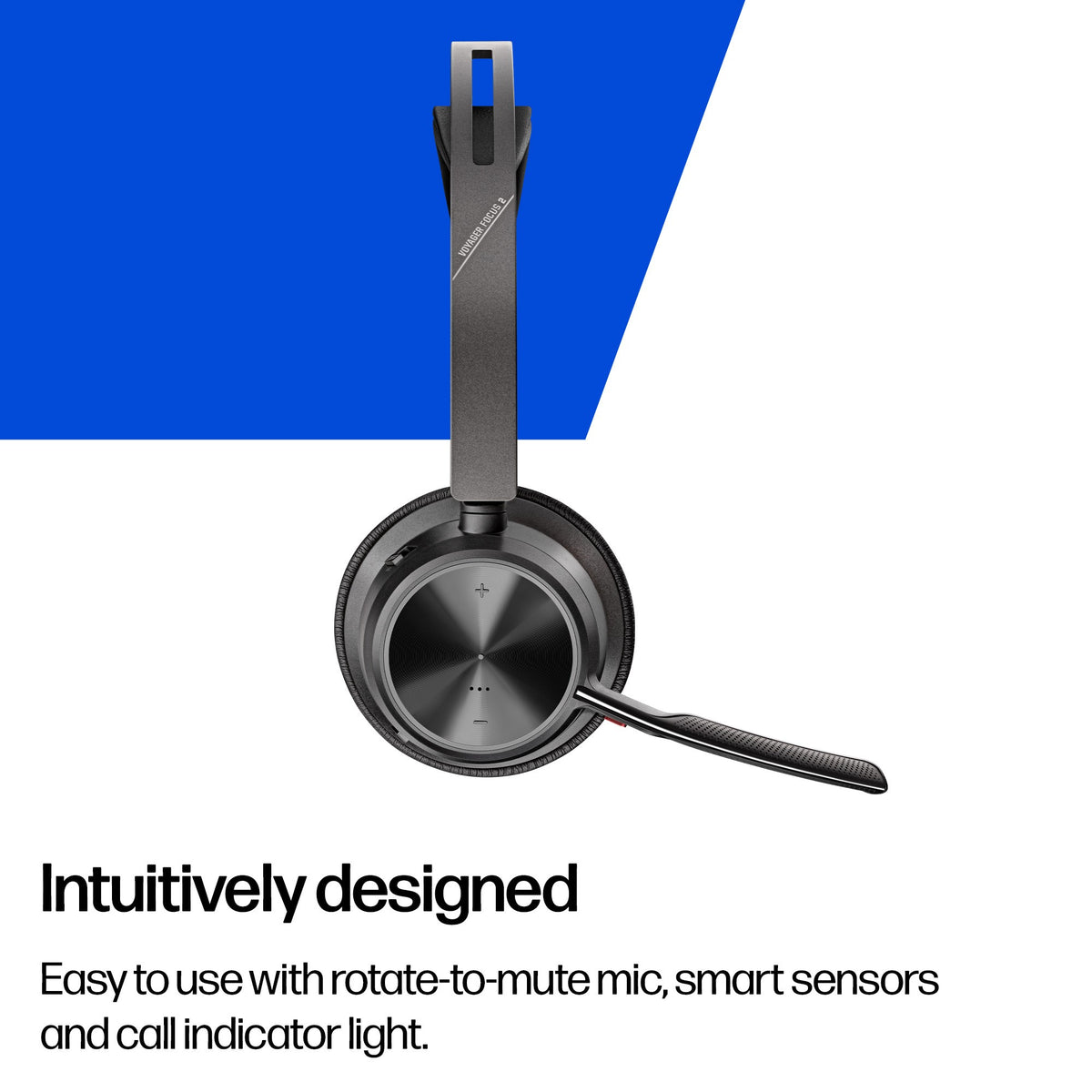Poly Voyager Focus 2 UC stereo Bluetooth headset, USB-C with USB-C/A adapter (9T9J3AA) - detail view