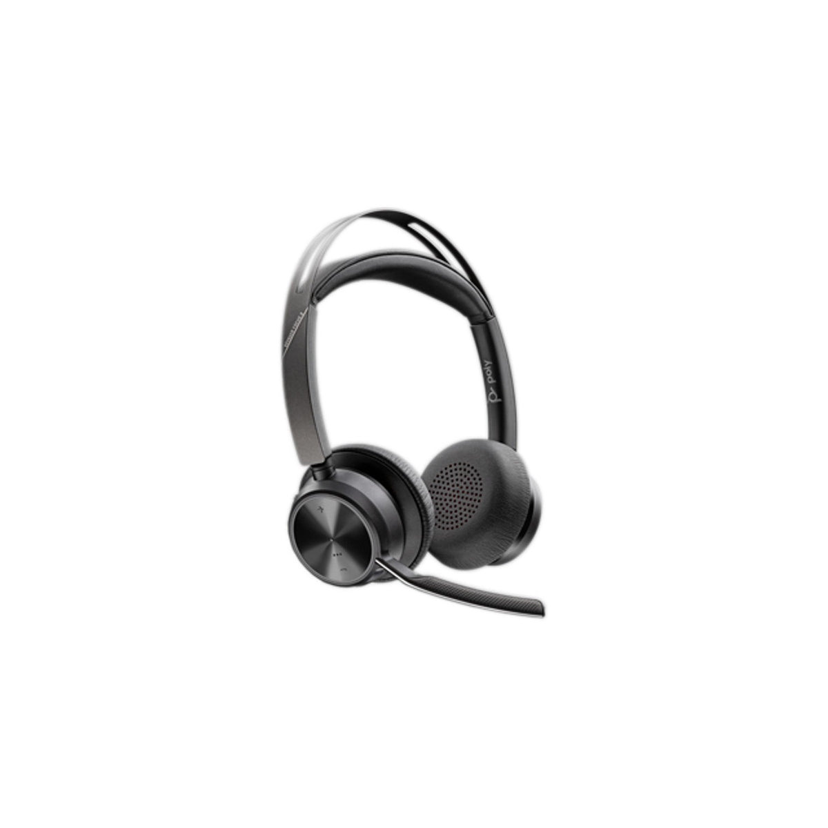 Poly Voyager Focus 2 UC stereo Bluetooth headset, USB-C with USB-C/A adapter and charging stand (9T9J5AA) - alternate angle