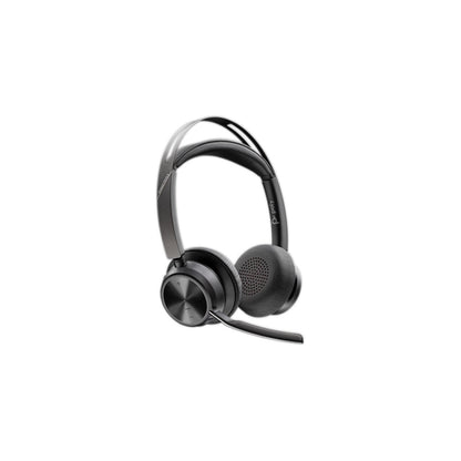 Poly Voyager Focus 2 UC stereo Bluetooth headset, USB-C with USB-C/A adapter and charging stand (9T9J5AA) - alternate angle
