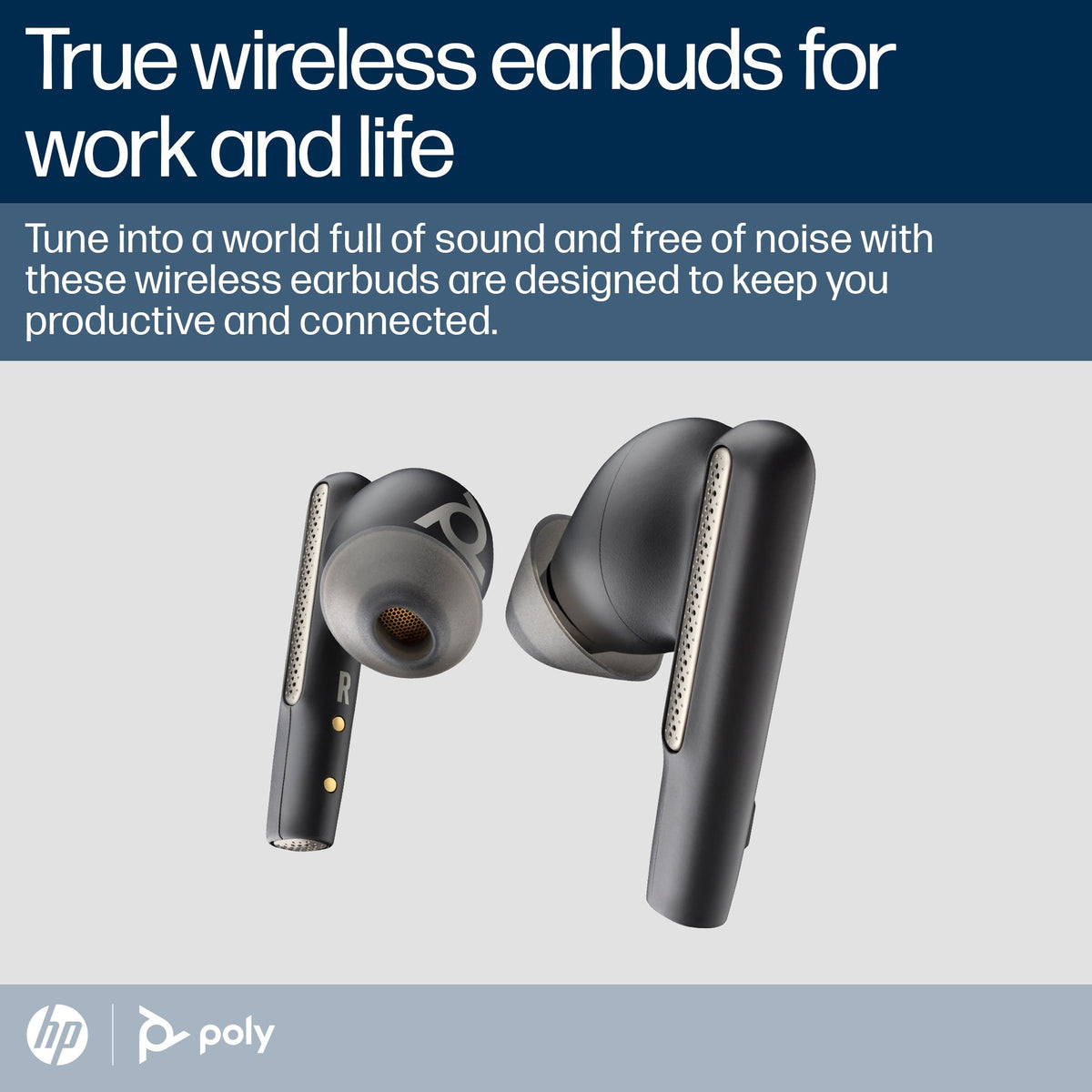 Poly Voyager Free 60 UC earbuds, Carbon Black, with BT700 USB-A adapter and basic charge case (7Y8H3AA) - alternate view
