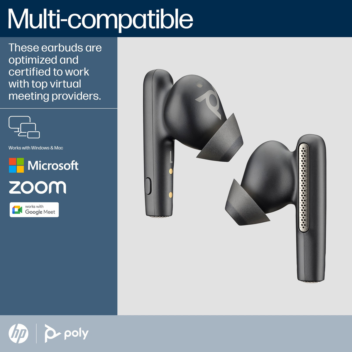 Poly Voyager Free 60 UC earbuds, Carbon Black, with BT700 USB-A adapter and basic charge case (7Y8H3AA) - additional view